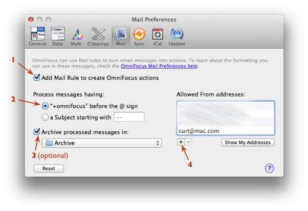 OmniFocus Mail Preferences screenshot